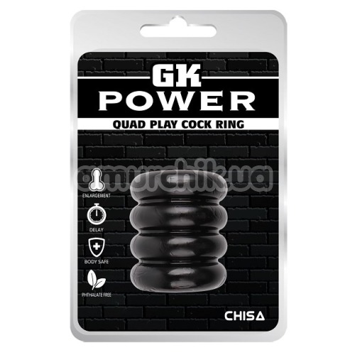 Эрекционное кольцо GK Power Quad Play Cock Ring, черное