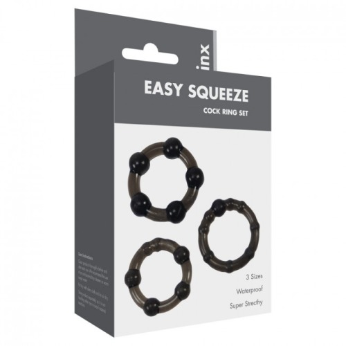 Набор из 3 эрекционных колец Linx Easy Squeeze Cock Ring Set, черный