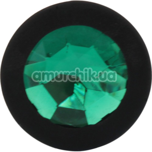 Анальна пробка із зеленим кристалом SWAROVSKI Zcz, чорна