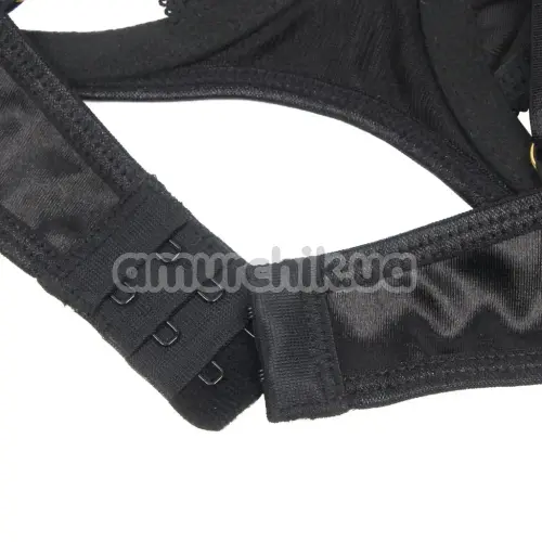 Комплект Star Night Velvet Hollow Cut Halter, чорний: бюстгальтер + трусики-стрінги