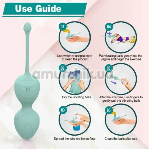 Набор вагинальных шариков с вибрацией Odeco Every Night Toys Audrey, бирюзовый