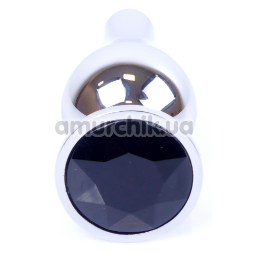 Анальная пробка с черным кристаллом Boss Series Exclusivity Jewellery Silver Plug, серебряная