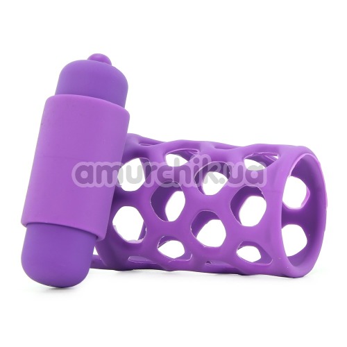 Насадка на пенис с вибрацией Fantasy C-Ringz Vibrating Couples Cage, фиолетовая