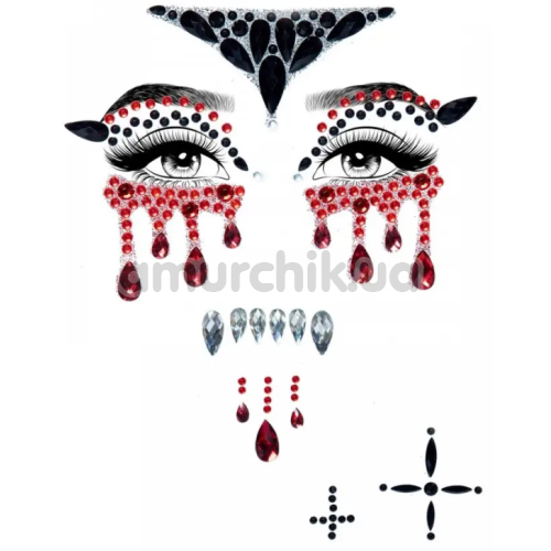 Прикраса для обличчя Leg Avenue Vampire Rhinestone Stick-On Jewels, чорно-червона - Фото №1