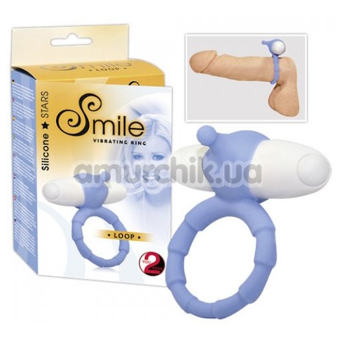 Виброкольцо Smile Loop Vibrating Ring, голубое