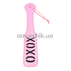 Шлепалка овальная DS Fetish Paddle XOXО, розовая  - Фото №1