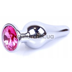 Анальная пробка с розовым кристаллом Exclusivity Jewellery Silver Plug Long, серебряная - Фото №1