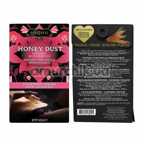 Съедобная пудра для тела Honey Dust Kissable Body Powder Strawberry Dreams - клубника, 28 грамм