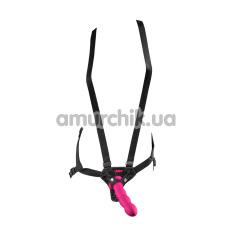 Страпон Dillio 6 Inch Strap-On Suspender Harness Set, розовый - Фото №1