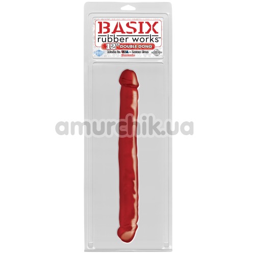 Двухконечный фаллоимитатор Basix Rubber Works 12 Double Dong, красный