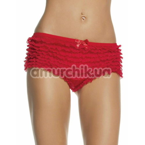 Трусики-шортики Leg Avenue Micromesh Lace Ruffle Tanga Shorts, червоні