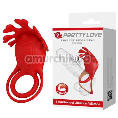 Виброкольцо для члена Pretty Love Vibrant Penis Ring Ruben, красное