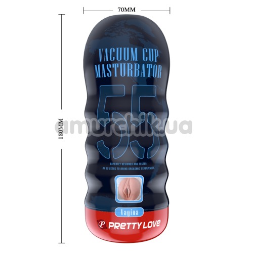 Мастурбатор Pretty Love Vacuum Cup Masturbator 55 Vagina, тілесний