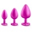 Набор анальных пробок с прозрачными кристаллами в виде сердечек Luxe Bling Plugs Trainer Kit, розовый - Фото №3