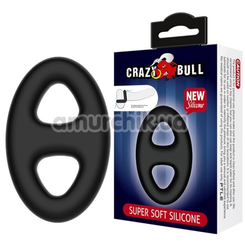 Эрекционное кольцо Crazy Bull Super Soft Silicone Cock Ring овальное, черное