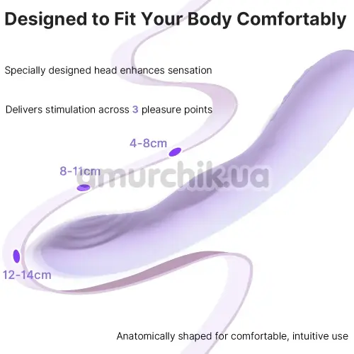 Вібратор для точки G з поштовхами і підігрівом Svakom Selena, фіолетовий