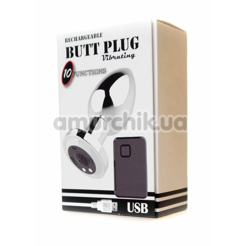 Анальная пробка с вибрацией Boss Series Butt Plug Vibrating, серебряная