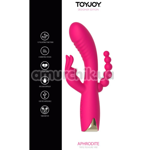 Анально-вагинально-клиторальный вибратор Toy Joy Designer Edition Aphrodite, розовый