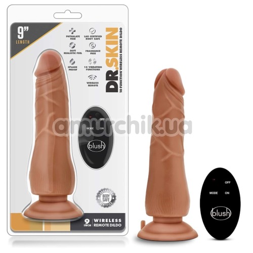 Вибратор Dr. Skin Wireless Remote Dildo 9, светло-коричневый