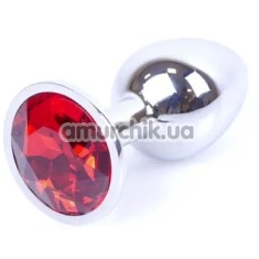 Анальна пробка з червоним кристалом Exclusivity Jewellery Silver Plug, срібна - Фото №1