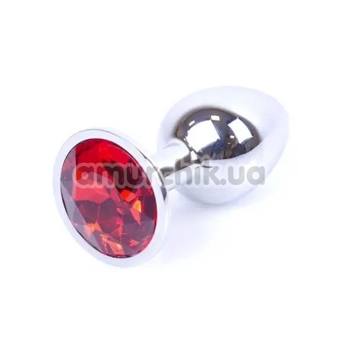 Анальная пробка со красным кристаллом Exclusivity Jewellery Silver Plug, серебряная - Фото №1
