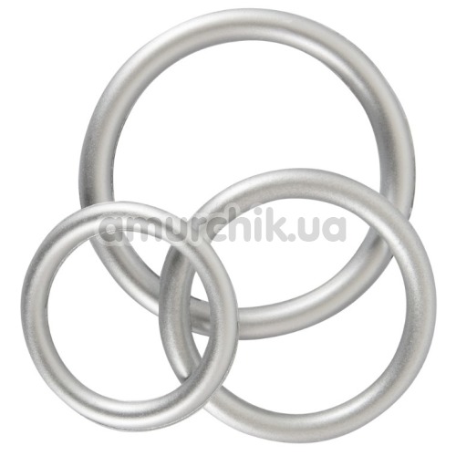 Набор из 3 эрекционных колец Metallic Silicone Cock Ring Set, серебряный