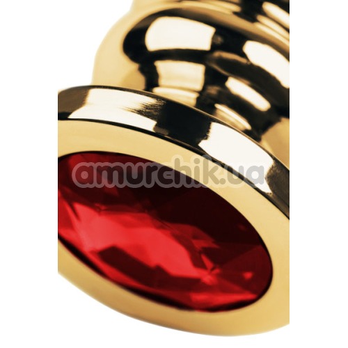 Анальная пробка с красным кристаллом Toyfa Metal 717056-9, золотая