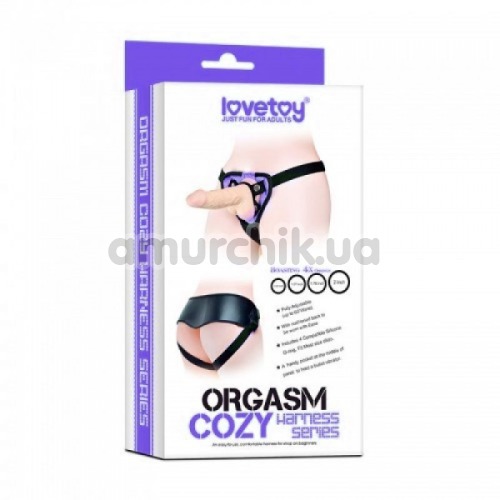 Трусики для страпона Lovetoy Orgazm Cozy Harness Series + 4 кільця, фіолетові