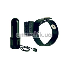 Віброкільце Leather Cock Ring with Micro Stimulator - Фото №1