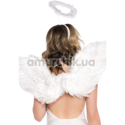 Комплект аксессуаров ангела Leg Avenue Feather Angel Wings & Halo Accessory Kit белый: крылья + нимб