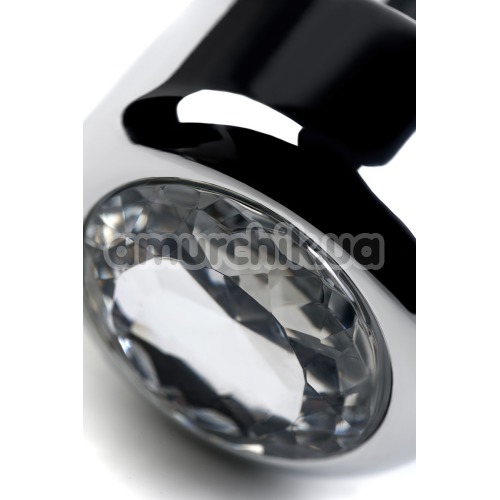 Анальна пробка з прозорим кристалом Toyfa Metal 717030-10, срібна