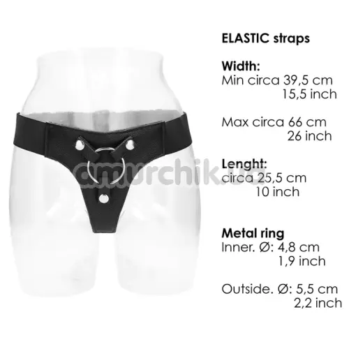Трусики для страпона Realrock Elastic Harness, чорні