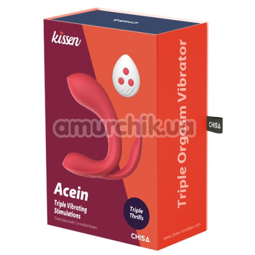 Анально-вагинально-клиторальный вибратор Kissen Acein, красный