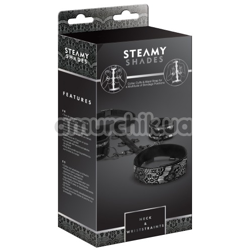 Бондажный набор Steamy Shades Neck & Wriststraints, чёрный