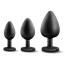 Набір анальних пробок з прозорими кристалами Luxe Bling Plugs Trainer Kit, чорний - Фото №4