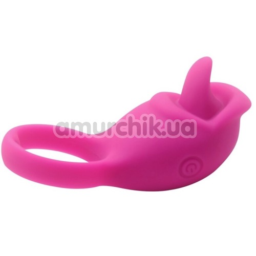 Виброкольцо Silicone Love Ring Tongue, розовое