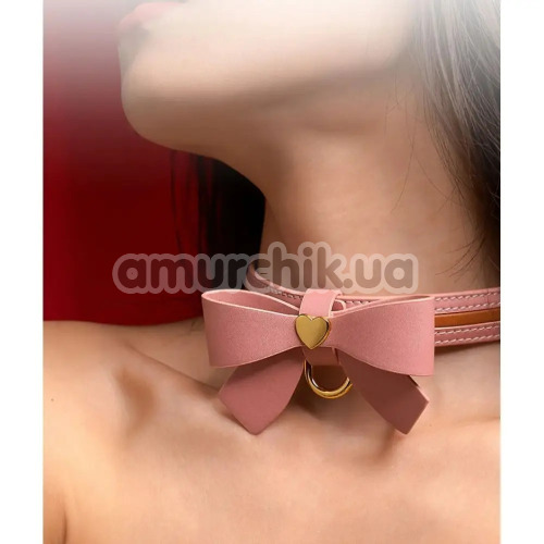 Ошейник с поводком Lockink Sevanda Love Heart Butterfly Leather Collar, розовый