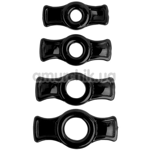 Набор эрекционных колец TitanMen Cock Ring Set, 4 шт черный - Фото №1