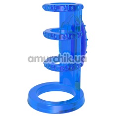 Насадка на пенис с вибрацией Get Lock Vibrating Cock Cage, синяя - Фото №1