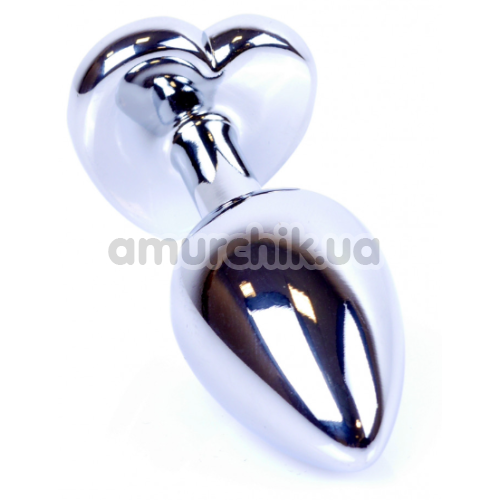 Анальная пробка с черным кристаллом Exclusivity Jewellery Silver Heart Plug, серебряная