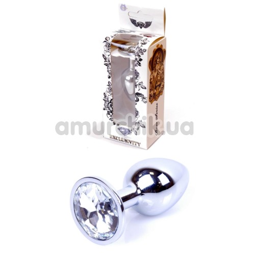 Анальная пробка с прозрачным кристаллом Exclusivity Jewellery Silver Plug, серебряная