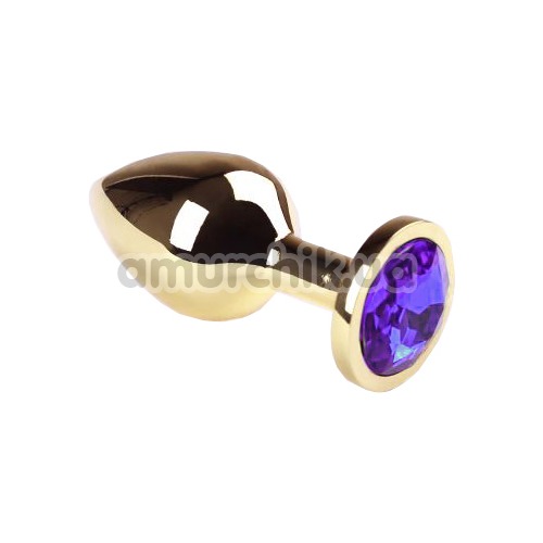 Анальна пробка з фіолетовим кристалом SWAROVSKI Gold Purple Middle, золота