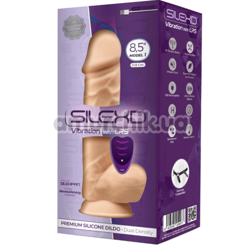 Вібратор Silexd Premium Silicone Dildo Model 1 Size 8.5 LRS, тілесний