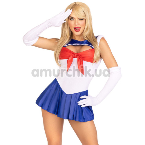 Костюм Сейлор Мун Leg Avenue Sexy Sailor, бело-синий: платье + перчатки
