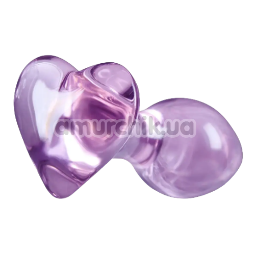 Анальна пробка Crystal Glass Heart, фіолетова
