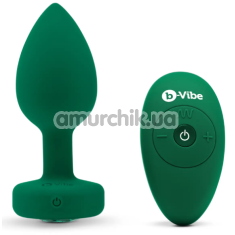 Анальная пробка с вибрацией B-Vibe Vibrating Jewel Plug M/L, зеленая - Фото №1