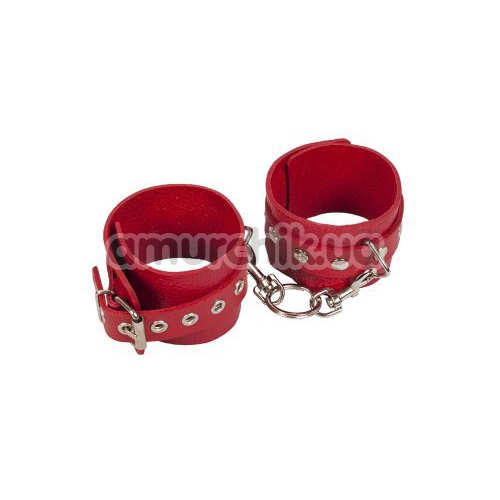 Наручники Leather Restraints Hand Cuffs, червоні - Фото №1