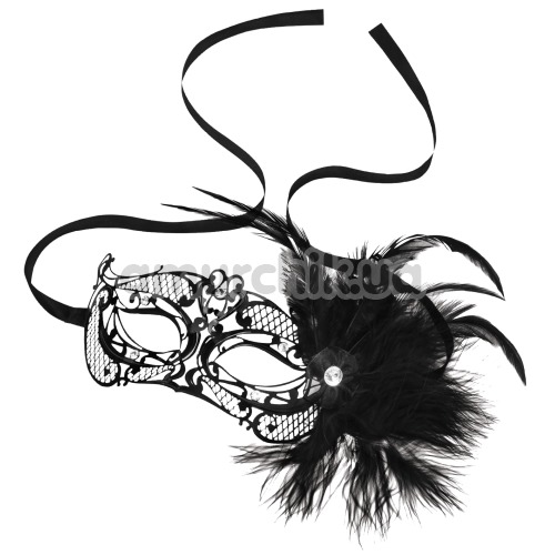 Маска Steamy Shades Mardi Gras Mask With Feathers, чорна - Фото №1