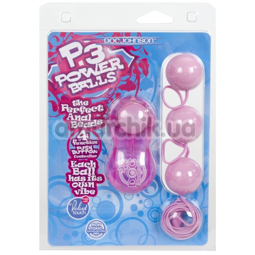 Анально-вагинальные шарики с вибрацией Power Balls розовые
