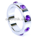 Ерекційне кільце з фіолетовими кристалами Boss Series Metal Ring Diamonds Large, срібне - Фото №1